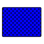 Polka Dots - Black on Blue Fleece Blanket (Small) (One Side)