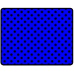 Polka Dots - Black on Blue Double Sided Fleece Blanket (Medium) (Two Sides)