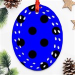 Polka Dots - Black on Blue Ornament (Bell) Ornament (Oval Filigree)