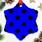 Polka Dots - Black on Blue Ornament (Snowflake)