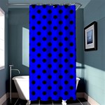 Polka Dots - Black on Blue Shower Curtain 36  x 72  (Stall)