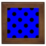 Polka Dots - Black on Blue Framed Tile