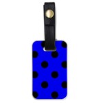 Polka Dots - Black on Blue Luggage Tag (One Side)
