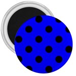 Polka Dots - Black on Blue 3  Magnet