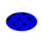 Polka Dots - Black on Blue Sticker Oval (100 pack)