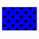 Polka Dots - Black on Blue Postcard 5  x 7 