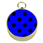 Polka Dots - Black on Blue Gold Compass