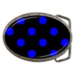 Polka Dots - Blue on Black Belt Buckle