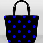 Polka Dots - Blue on Black Bucket Bag