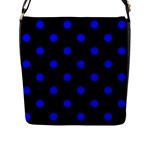 Polka Dots - Blue on Black Flap Closure Messenger Bag (L)