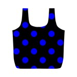 Polka Dots - Blue on Black Full Print Recycle Bag (M)