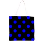 Polka Dots - Blue on Black Grocery Light Tote Bag