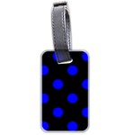 Polka Dots - Blue on Black Luggage Tag (Two Sides)