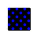 Polka Dots - Blue on Black Magnet (Square)