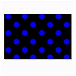 Polka Dots - Blue on Black Postcard 5  x 7 