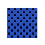 Polka Dots - Black on Cerulean Blue Satin Bandana Scarf