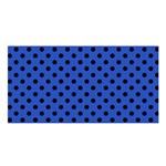Polka Dots - Black on Cerulean Blue Satin Shawl