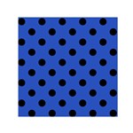 Polka Dots - Black on Cerulean Blue Small Satin Scarf  (Square)