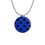 Polka Dots - Black on Cerulean Blue 1  Button Necklace