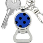 Polka Dots - Black on Cerulean Blue Bottle Opener Key Chain
