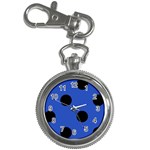 Polka Dots - Black on Cerulean Blue Key Chain Watch