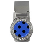 Polka Dots - Black on Cerulean Blue Money Clip (CZ)