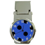 Polka Dots - Black on Cerulean Blue Money Clip Watch