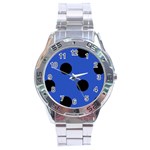 Polka Dots - Black on Cerulean Blue Stainless Steel Analogue Watch