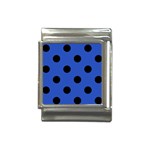 Polka Dots - Black on Cerulean Blue Italian Charm (13mm)