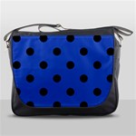Polka Dots - Black on Cerulean Blue Messenger Bag