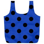 Polka Dots - Black on Cerulean Blue Full Print Recycle Bag (XL)