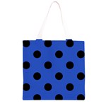 Polka Dots - Black on Cerulean Blue Grocery Light Tote Bag
