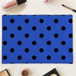 Polka Dots - Black on Cerulean Blue Cosmetic Bag (XXL)