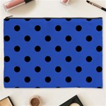 Polka Dots - Black on Cerulean Blue Cosmetic Bag (XXXL)