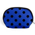Polka Dots - Black on Cerulean Blue Accessory Pouch (Medium)