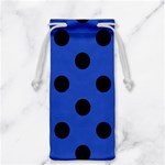 Polka Dots - Black on Cerulean Blue Jewelry Bag