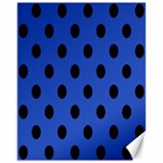 Polka Dots - Black on Cerulean Blue Canvas 11  x 14 