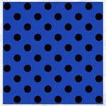 Polka Dots - Black on Cerulean Blue Canvas 16  x 16 