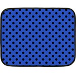 Polka Dots - Black on Cerulean Blue Double Sided Fleece Blanket (Mini)