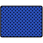 Polka Dots - Black on Cerulean Blue Fleece Blanket (Large) (One Side)