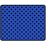 Polka Dots - Black on Cerulean Blue Double Sided Fleece Blanket (Medium) (Two Sides)