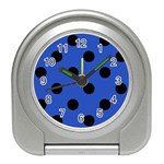 Polka Dots - Black on Cerulean Blue Desk Alarm Clock