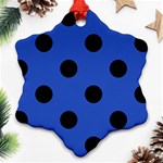 Polka Dots - Black on Cerulean Blue Ornament (Snowflake)