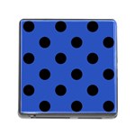 Polka Dots - Black on Cerulean Blue Memory Card Reader (Square)