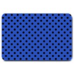Polka Dots - Black on Cerulean Blue Large Doormat