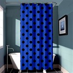Polka Dots - Black on Cerulean Blue Shower Curtain 36  x 72  (Stall)
