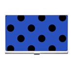 Polka Dots - Black on Cerulean Blue Business Card Holder