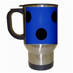 Polka Dots - Black on Cerulean Blue Travel Mug (Black)