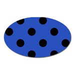 Polka Dots - Black on Cerulean Blue Magnet (Oval)