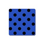 Polka Dots - Black on Cerulean Blue Magnet (Square)